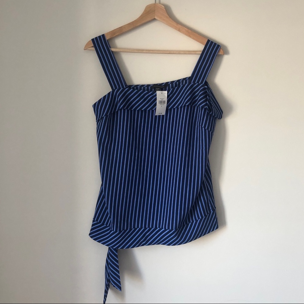 Banana Republic Blue and White Striped Square-Neck Tank